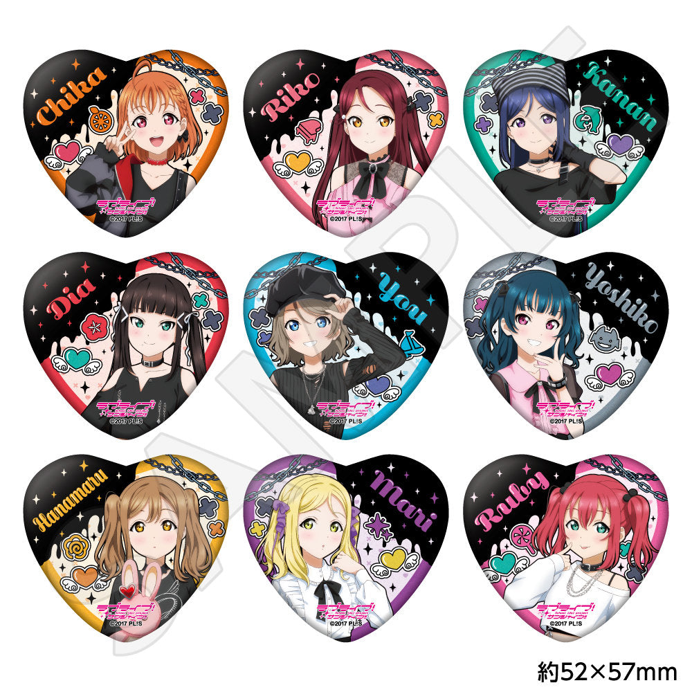 ラブライブ缶バッジグッズまとめ ラブライブ！サンシャイン!! トレーディング描き下ろしハート缶バッジ