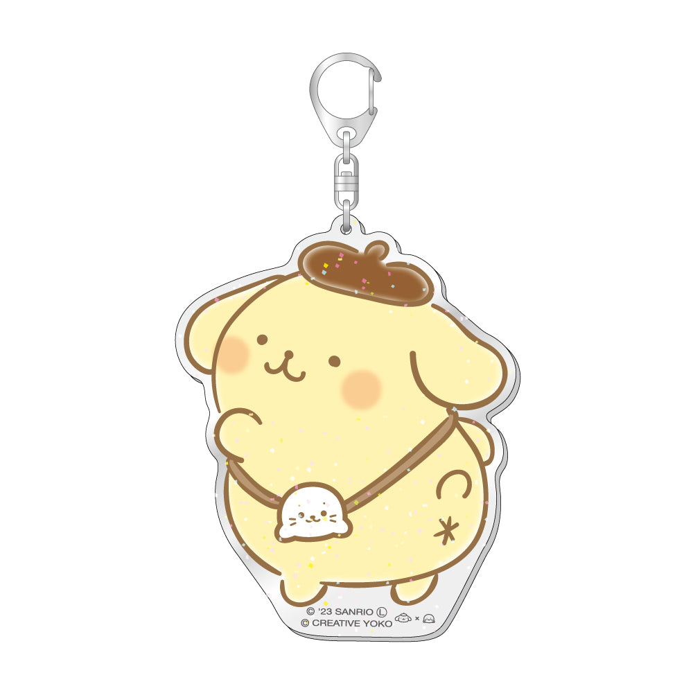 ラメ入りBIGアクリルキーホルダー / ポムポムプリン(しろたん)