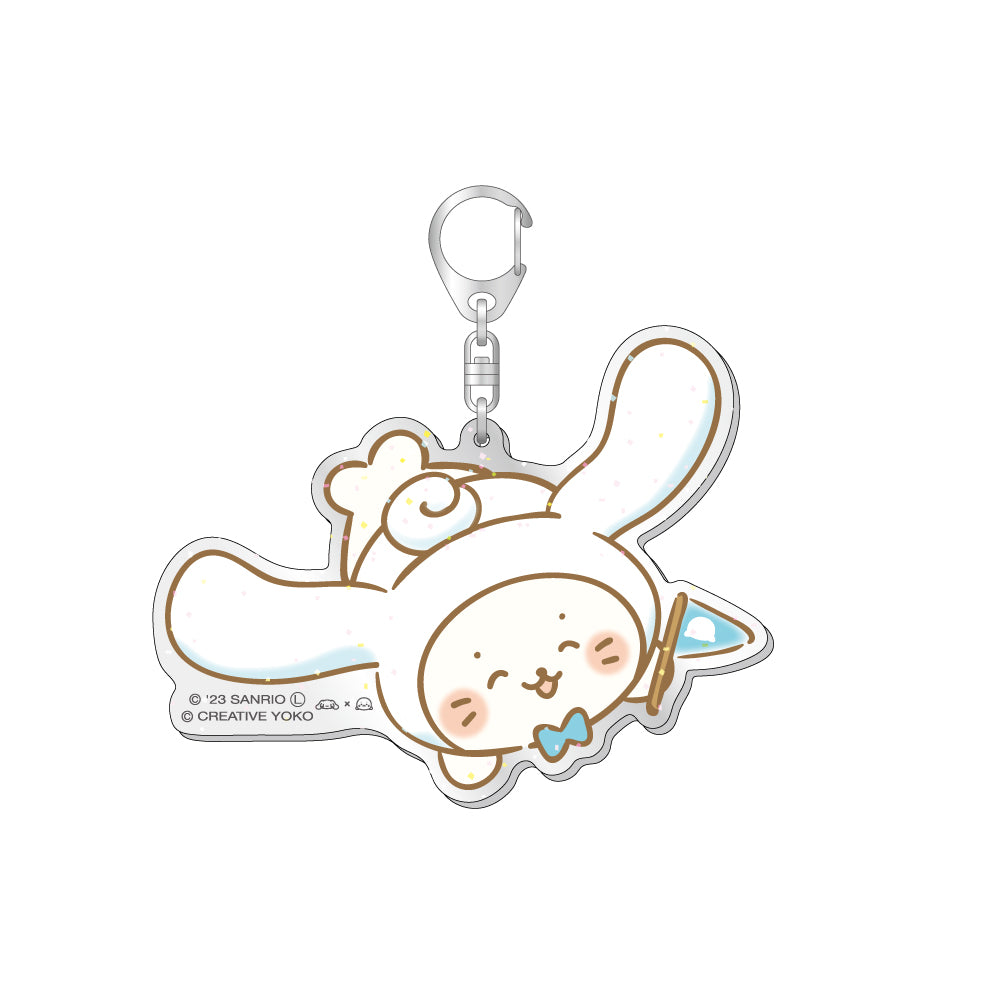 ラメ入りBIGアクリルキーホルダー / しろたん(シナモロール)