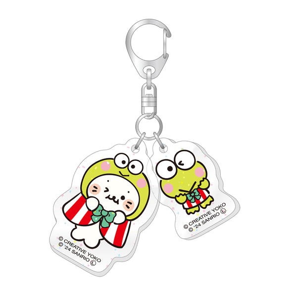 しろたん × はぴだんぶい ラメ入りツインアクリルキーホルダー / しろたん×けろけろけろっぴ
