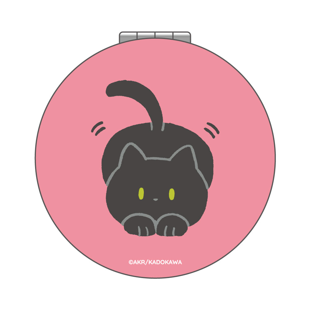 インテリア小物 黒猫の鏡／昭和レトロ。【可愛らしい掛け鏡となります】。