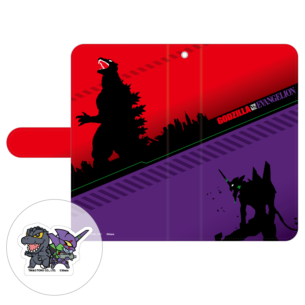 ゴジラ対エヴァンゲリオン スマホクリーナー付スライド手帳型